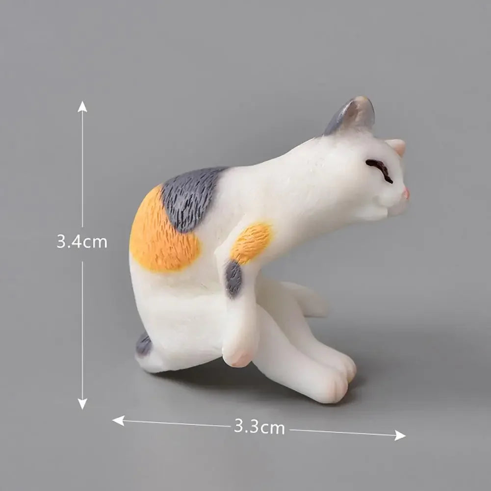 Real-looking  Great Cute Cat Figurines Display Toy Plastic Cat Ornament Multi-purpose   Kitten Accessories