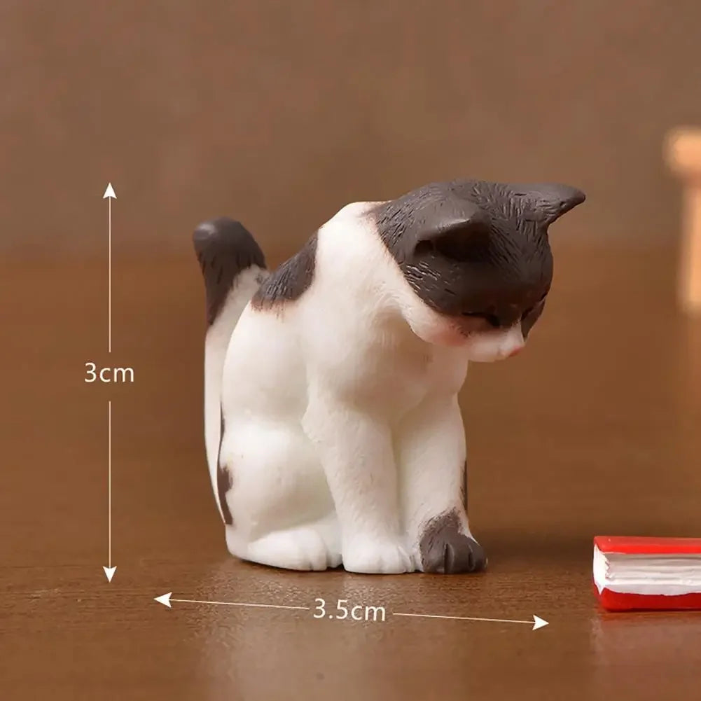 Real-looking  Great Cute Cat Figurines Display Toy Plastic Cat Ornament Multi-purpose   Kitten Accessories