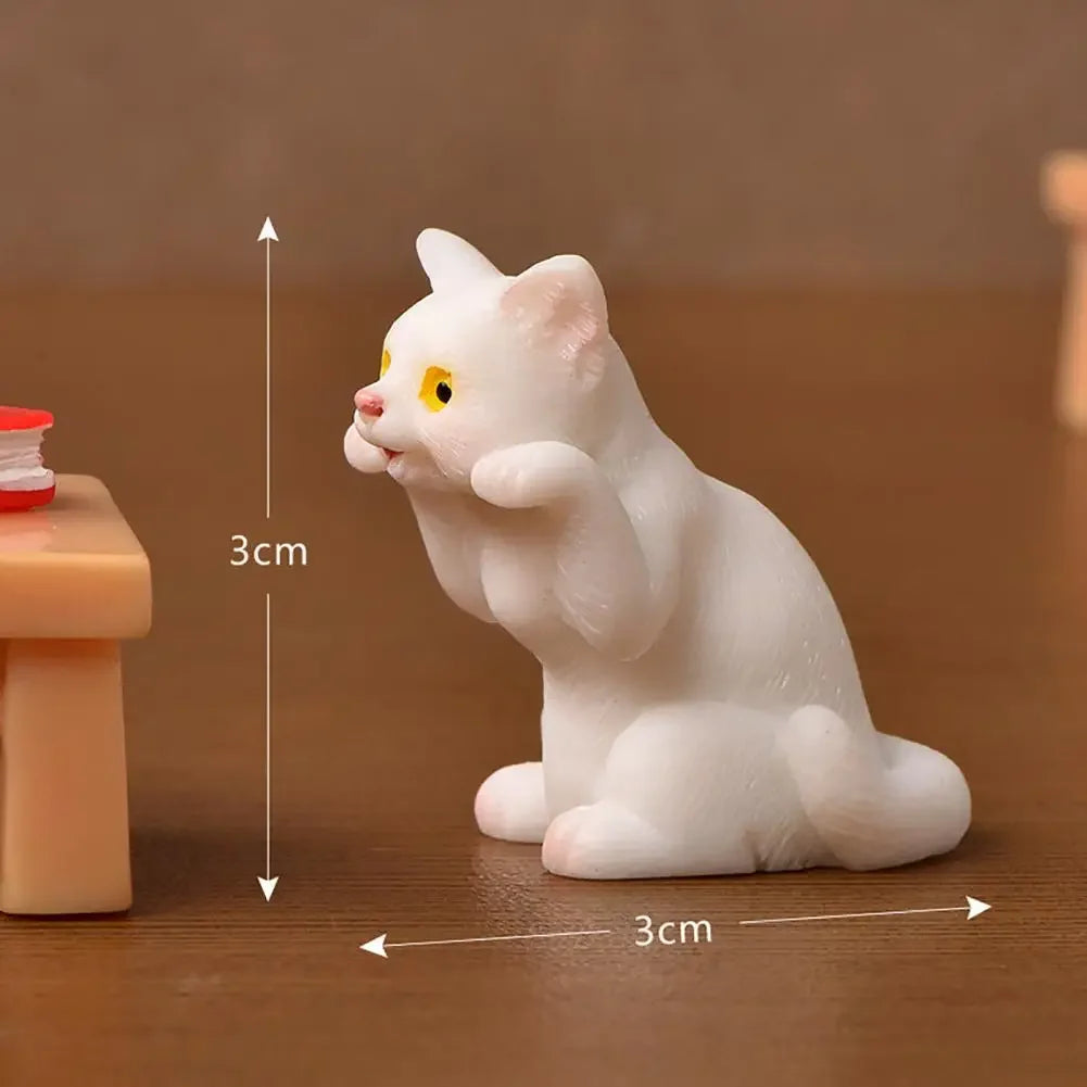 Real-looking  Great Cute Cat Figurines Display Toy Plastic Cat Ornament Multi-purpose   Kitten Accessories