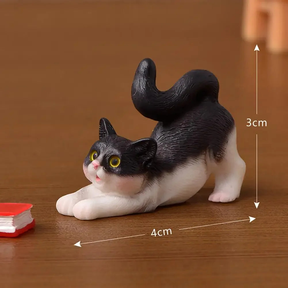 Real-looking  Great Cute Cat Figurines Display Toy Plastic Cat Ornament Multi-purpose   Kitten Accessories