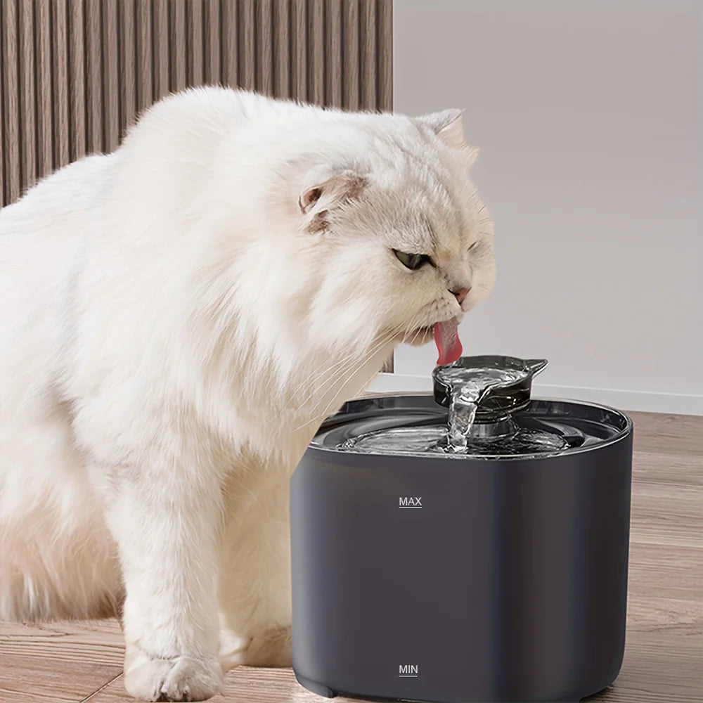 Fontaine à eau pour animaux de compagnie 2,2 L (1 pièce) - Fontaine avec distributeur d'eau automatique, eau potable fraîche et filtrée, et fonctionnement silencieux.