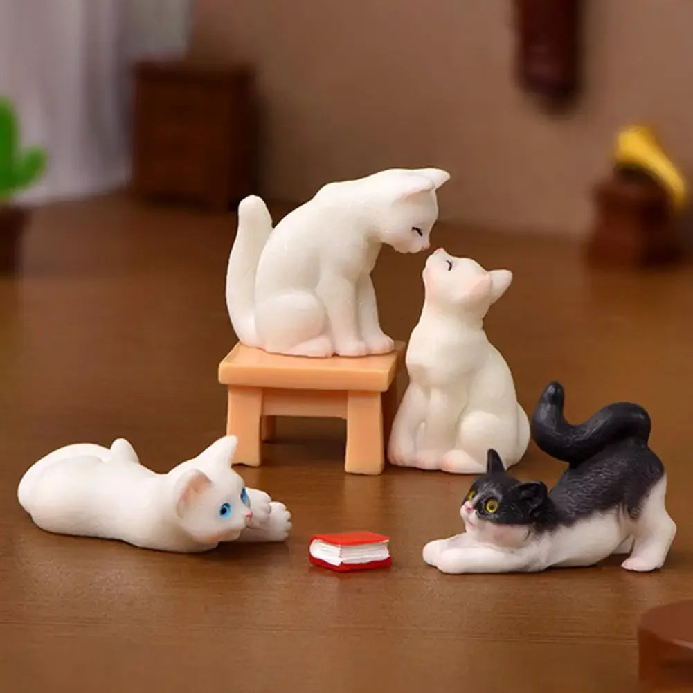 Real-looking  Great Cute Cat Figurines Display Toy Plastic Cat Ornament Multi-purpose   Kitten Accessories