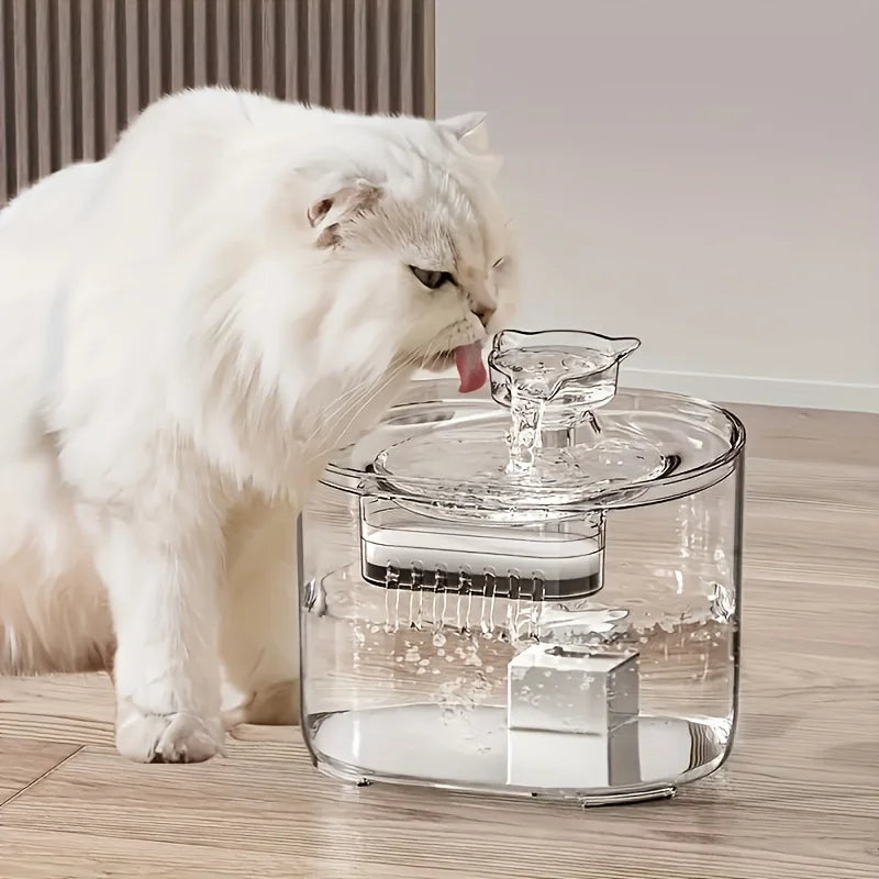 Fontaine à eau pour animaux de compagnie 2,2 L (1 pièce) - Fontaine avec distributeur d'eau automatique, eau potable fraîche et filtrée, et fonctionnement silencieux.