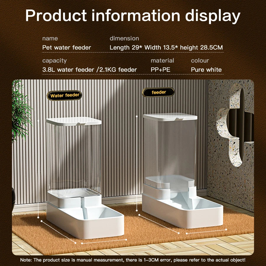 Distributeur automatique de nourriture et d'eau à gravité de grande capacité, à double bol, étanche, pour chats et chiens, idéal pour la maison et les voyages.