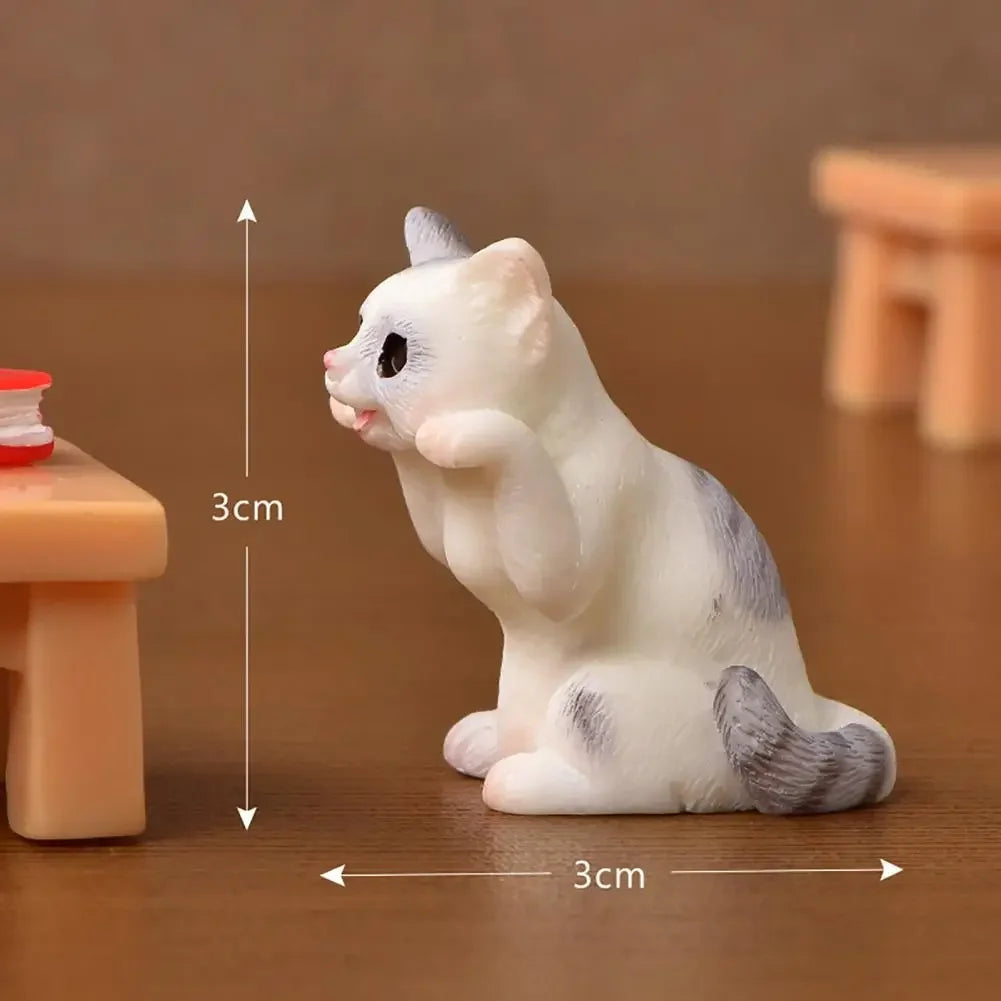 Real-looking  Great Cute Cat Figurines Display Toy Plastic Cat Ornament Multi-purpose   Kitten Accessories