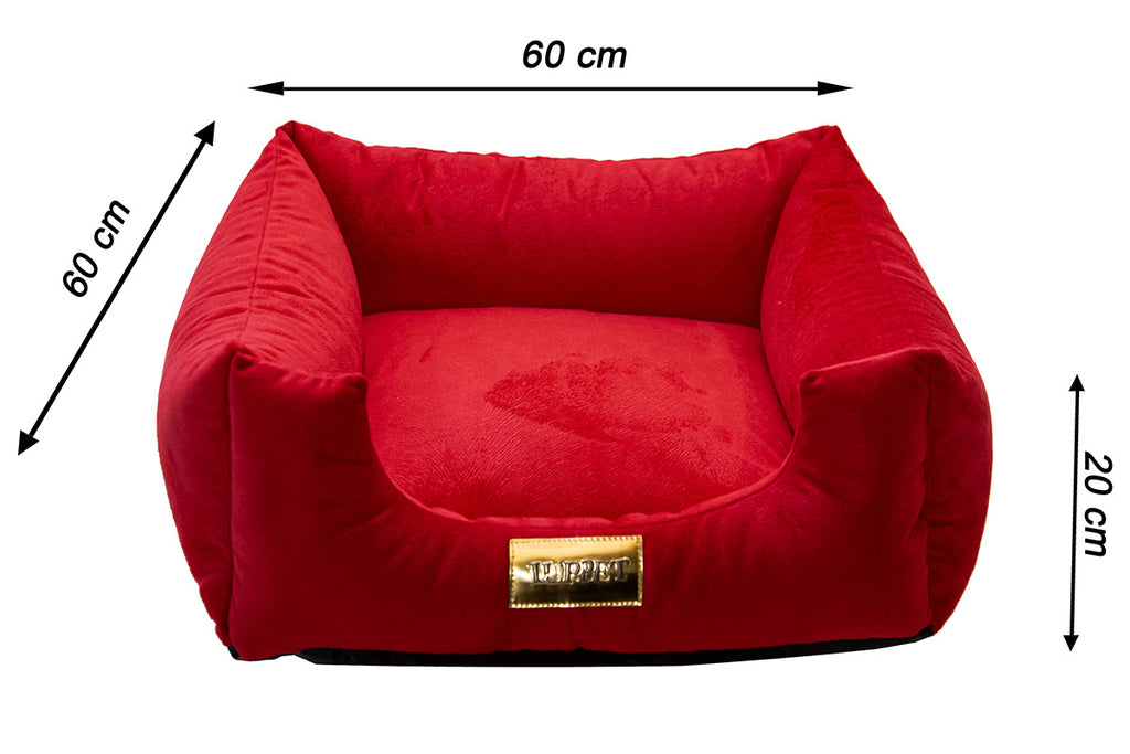 Cama Quadrada para Cachorro ou Gatos Super Luxo Luppet Vermelho Tamanho:G