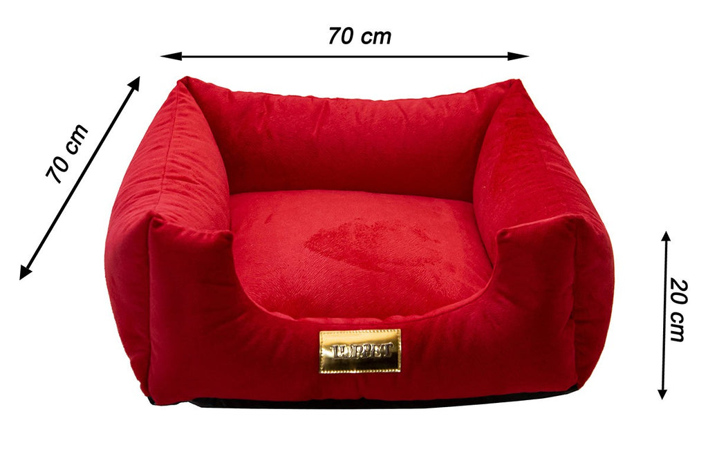 Cama Quadrada para Cachorro ou Gatos Super Luxo Luppet Vermelho Tamanho:G