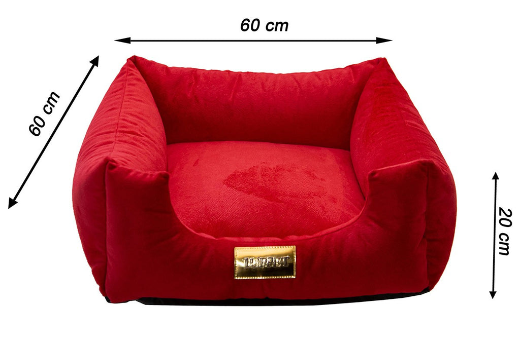 Cama Quadrada para Cachorro ou Gatos Super Luxo Luppet Vermelho Tamanho:G