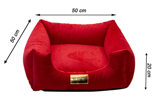 Cama Quadrada para Cachorro ou Gatos Super Luxo Luppet Vermelho Tamanho:G